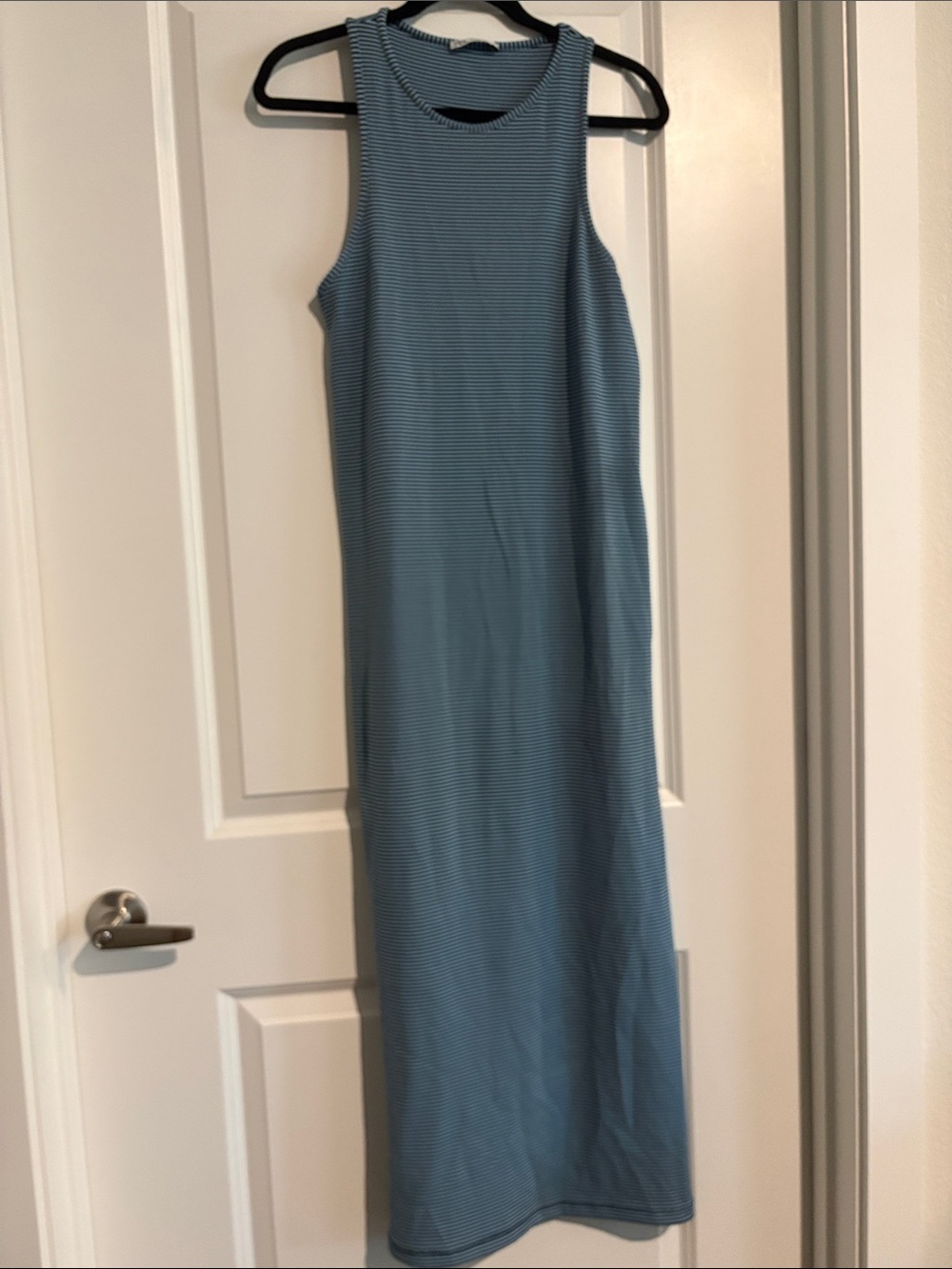 Zara Blue Striped Ribbed Maxi Dress
